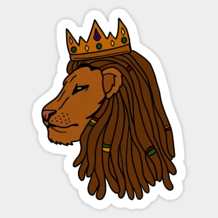 African Lion, Rasta, Dreadlocks, Lion with Crown Sticker